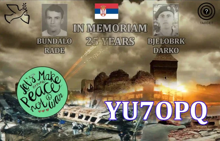 Memorijalna QSL kartica povodom 25 godina stradanja Darka Bjelobrka i Radeta Bundala, dizajn Petra Oljača
